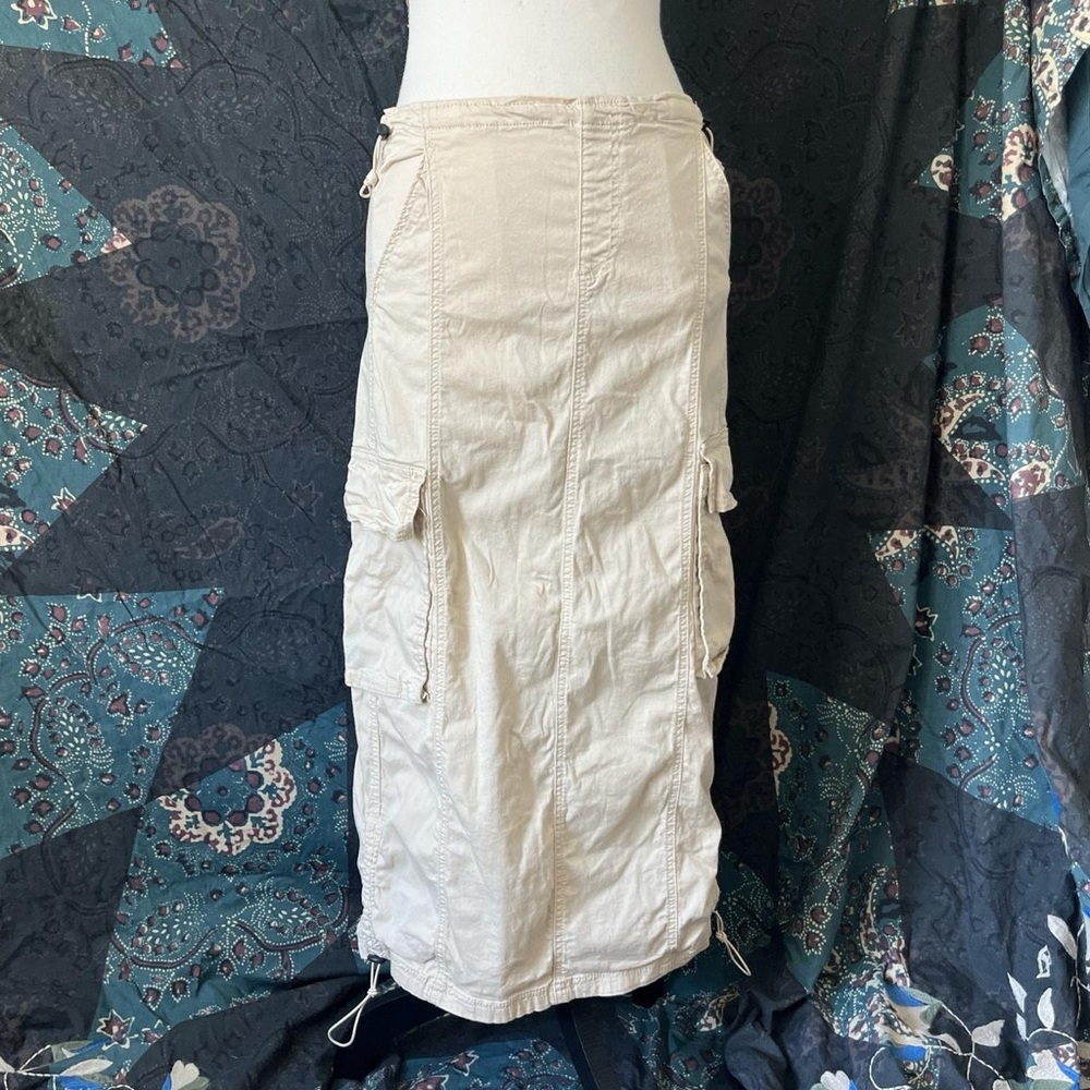Y2k tan cargo maxi skirt